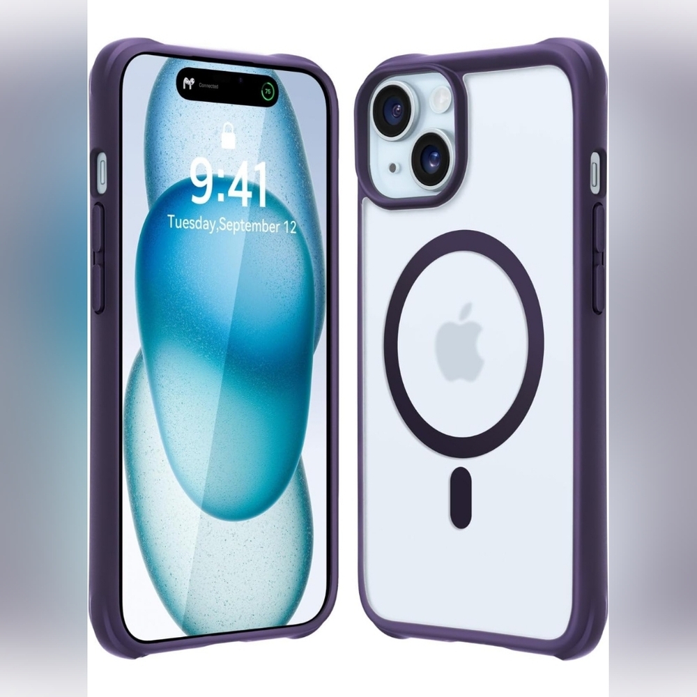 Mkeke Magnetic Purple Designed for iPhone 15 Case Compatible with Magsafe 2023